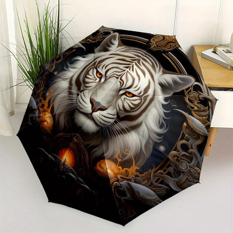 Elegant White Tiger Art Print - Luxury HomeDecor PosterUmbrella, Portable 3-Fold Compact Umbrella for Men & Women Gift