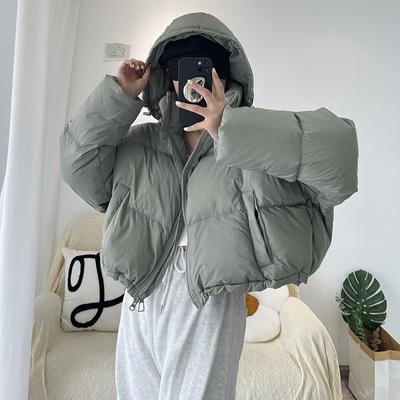 Съемный капюшон пуховик из белого утиного пуха короткий женский 2025 зимняя мода свободный скрывающий недостатки с капюшоном куртка-булочка