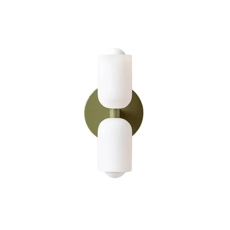 French Cream Wind Wall Lamp Double Headed Bedroom Living Room Master Bedroom High Grade Medieval Staircase Design Glass Lamp