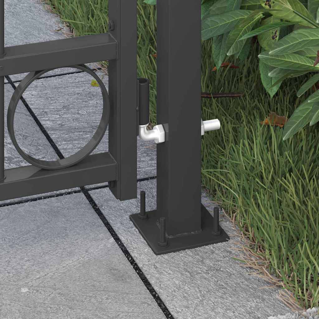 ASSEN Fence Post 200 x 88 x 14 cm Steel Gray Lockable