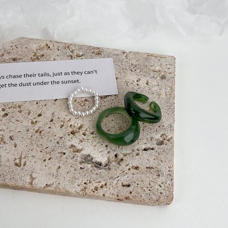 3 шт. новые винтажные красочные акриловые жемчужные кольца, набор геометрических темпераментных колец из смолы для женщин, корейские модные ювелирные изделия, подарки