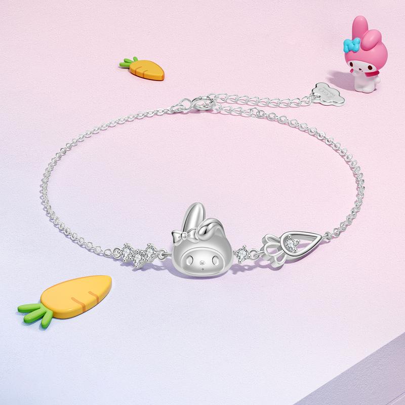 Sanrio Trendy color painting My Sparkling zircon hollow simple niche design Exquisite and sweet fugitive princess bracelet Doll gift box 6070 Melody