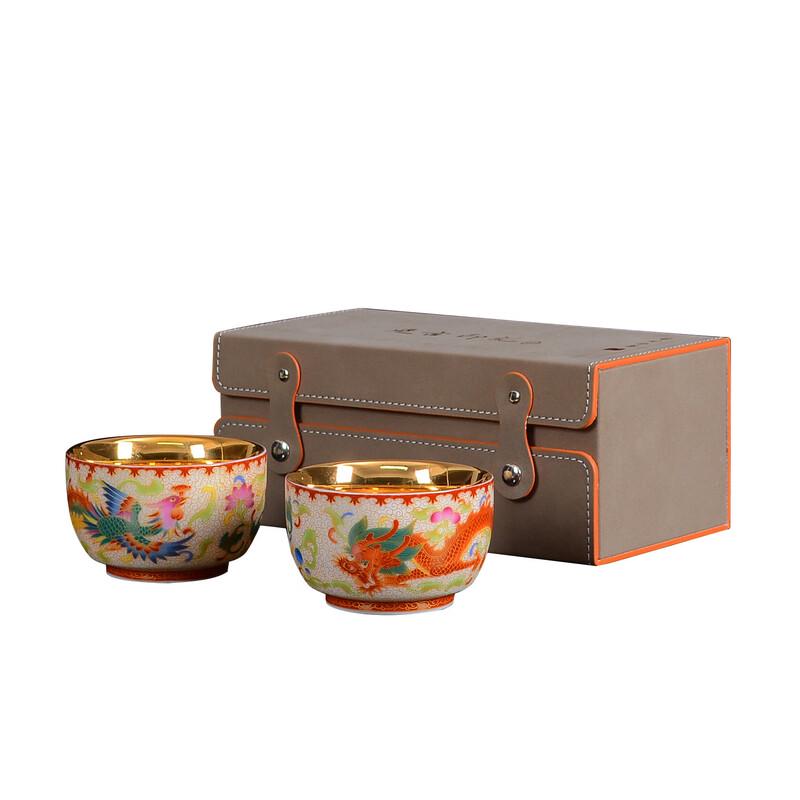 Chaxun Gilded Wood Dragon & Phoenix Personal Teacup