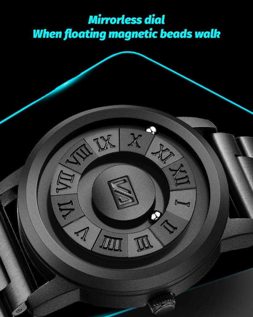 Представляем мужские наручные часы с магнитным плавающим шариком, часы в стиле Black Tech, сочетающие дизайн и функциональность. (2901H)