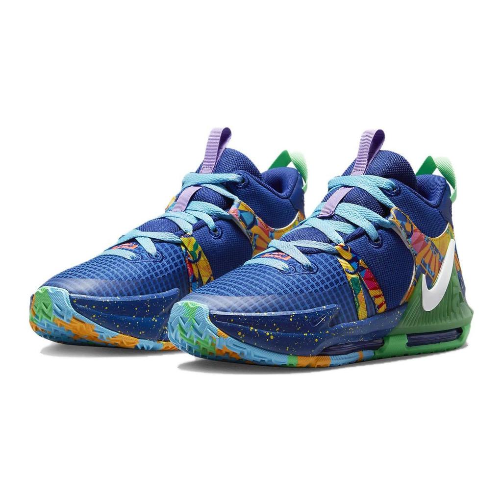 Nike Баскетбольные кроссовки LeBron Witness 7 GS Kaleidoscope Deep Royal Blue Game Royal Electric Algae White DQ8650-400