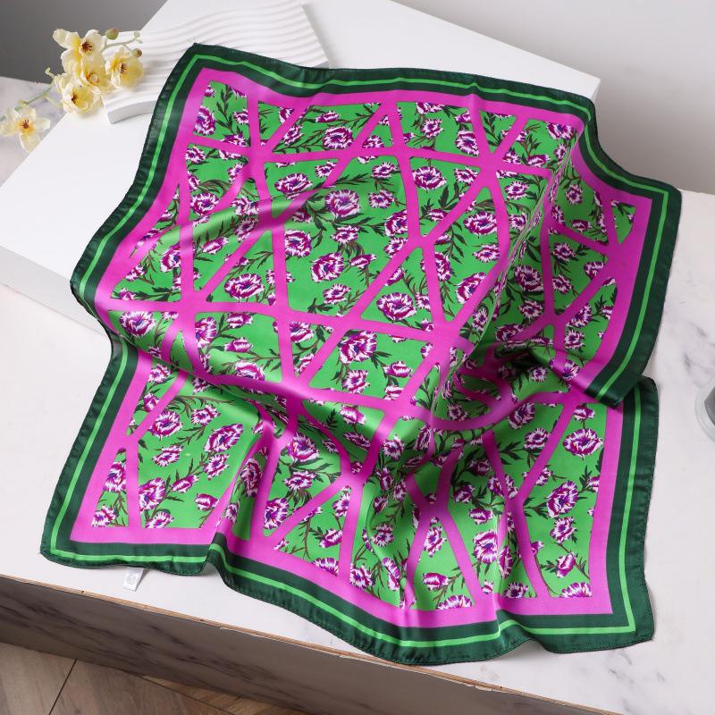 Шелковый женский квадратный шарф - Китайский стиль платок на голову для весны, лета, осени - Защита шеи и согревающий - Элегантный тонкий стиль для мамы