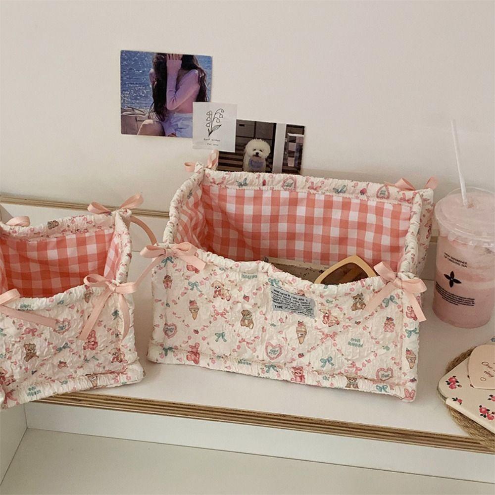 Square Storage Box Bear Pattern Organizer Box New Desktop Storage Basket  Home Decoration