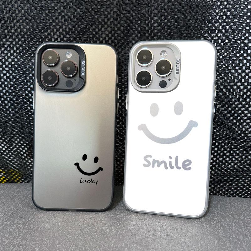 Милый мультяшный смайлик Чехол для телефона для IPhone 11 12 13 Mini Pro Max 14 15 Pro Max Plus Ударопрочный Матовый Лазерный Задний Чехол Fundas