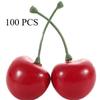 100 шт. фруктовая вишня для искусственного мороженого и кекса, красные искусственные вишни, искусственные вишни, как живые, для украшения домашней вечеринки, искусственные растения и цветы