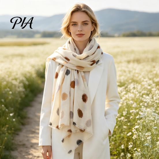 Soft Neck Scarf Polka Dot Silk for Women, Lightweight Tassel Shawl, Elegant Breathable Women Wrap Spring Summer Autumn Winter, Fashion Headwear