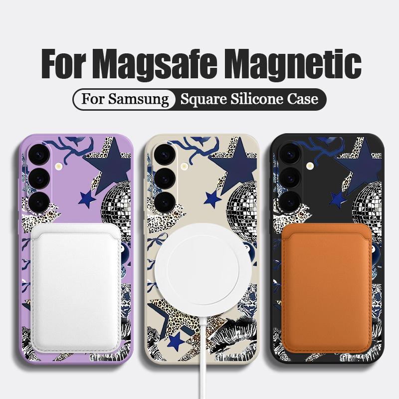 Чехол S26 Ultra Леопардовая Звезда Диско-Шар Магнитный Для Magsafe Мягкий Силиконовый Чехол Для Samsung Galaxy S25 FE S24 Ultra S23 S22 Plus S21