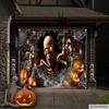 1pc Extra Large Halloween Garage Door Decoration - Scary Skull Breaking Through the Wall with Glowing Eyes, Spider Webs