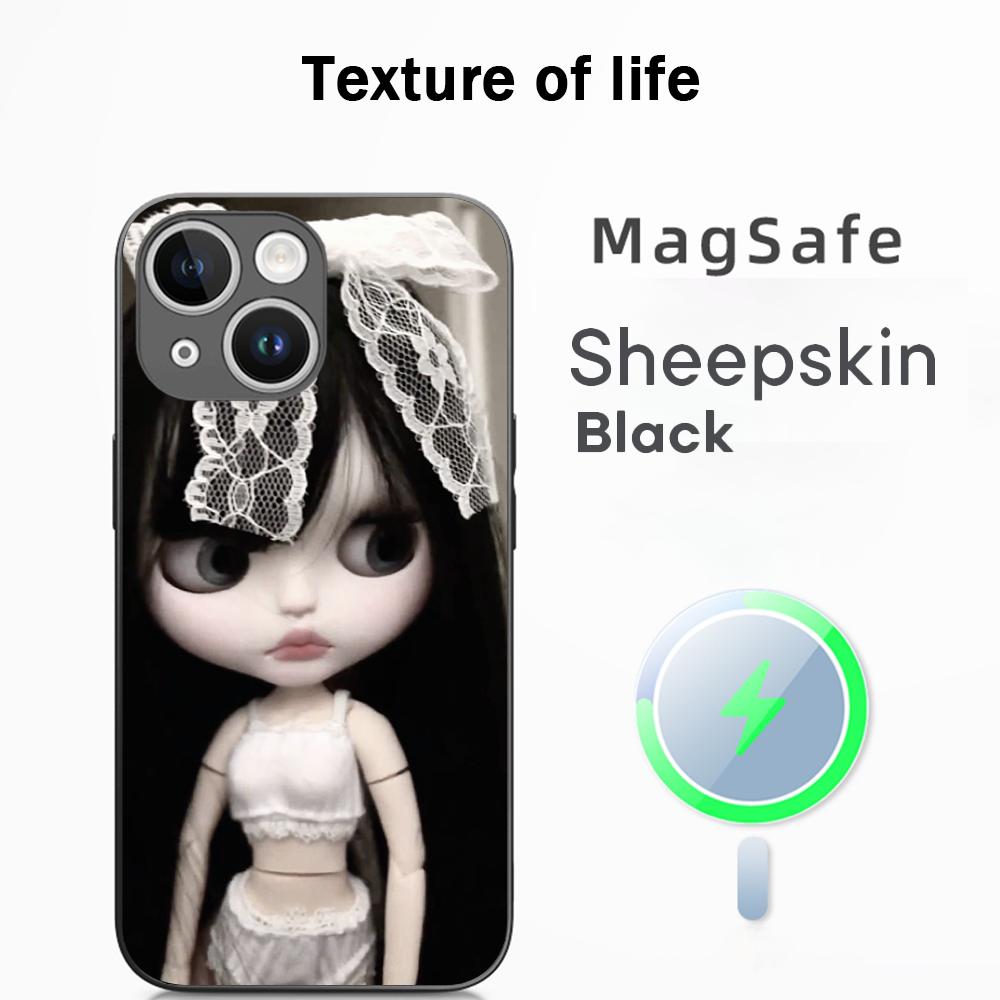 Милая кукла Blythe Модный дизайн узора Чехол для телефона Для iPhone 17 16 15 14 13 12 Plus Pro Max Высококачественный Роскошный Magsafe Овчина