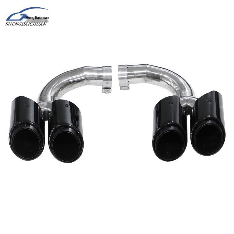 18-24 Model Porsche Quad Round Black Titanium Tailpipe Exhaust Tip