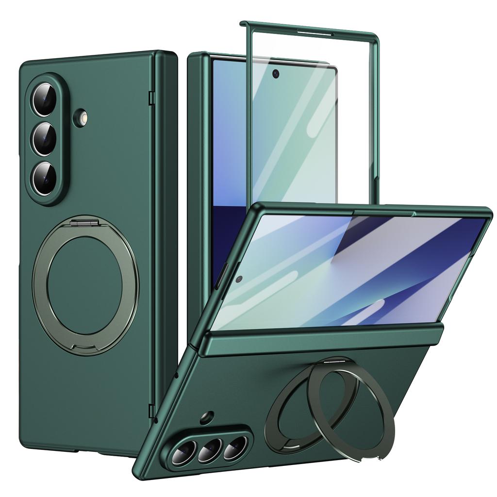 Ультратонкая магнитная крышка для Samsung Galaxy Z Fold 7/6/5 Многофункциональная вращающаяся на 360° подставка со стеклянным защитным экраном