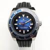 Parnsrpe 42MM Auto Men Watch Luminous NH35 Mechanical Steel Case Sapphire Rubber Strap Blue Grid Dial Samurai Diving Wrist Watch