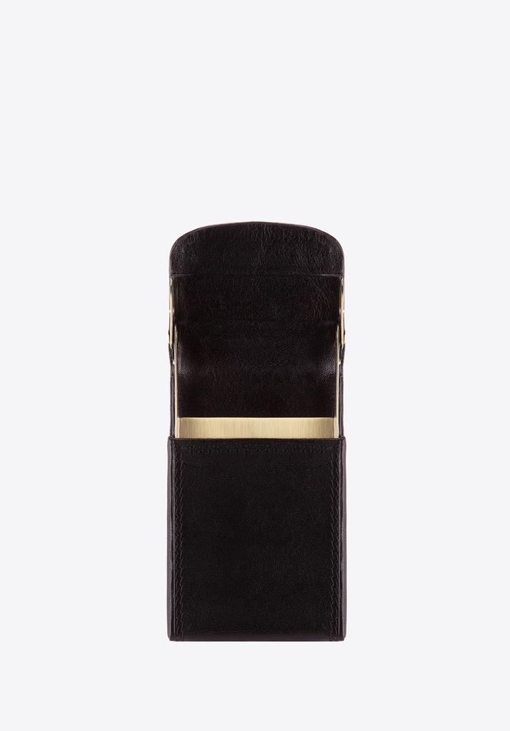 Wittchen Men's Leather Business Card Case With Black Badge, Black Natural Leather