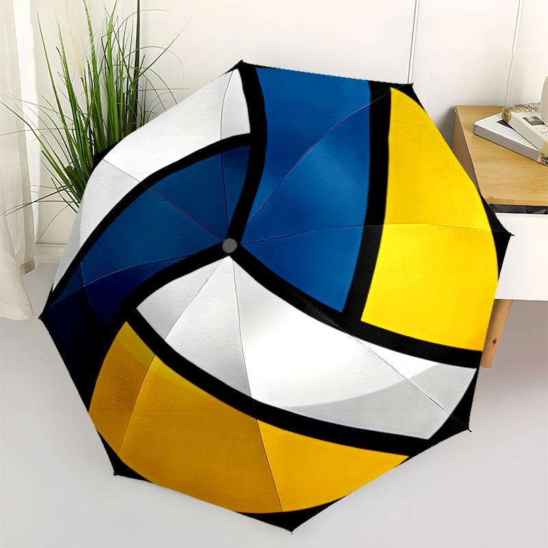 Pool Ball Artwork Automatic Umbrella Compact 8-Rib Lightweight Durable Plastic & Iron All-Season Umbrella for Travel Fashionable Accessory