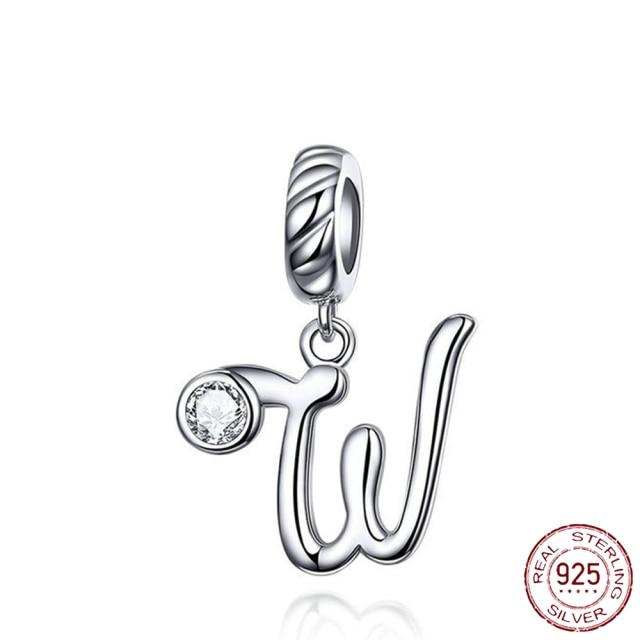 Браслет-подвеска из серебра 925 пробы с буквами AZ и буквами, бусины с именем для женщин, DIY кулон, изготовление ювелирных изделий