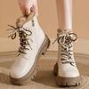 Women's Non-slip Fleece-lined White Martin Boots - 2025 Autumn/Winter Short Snow Boots