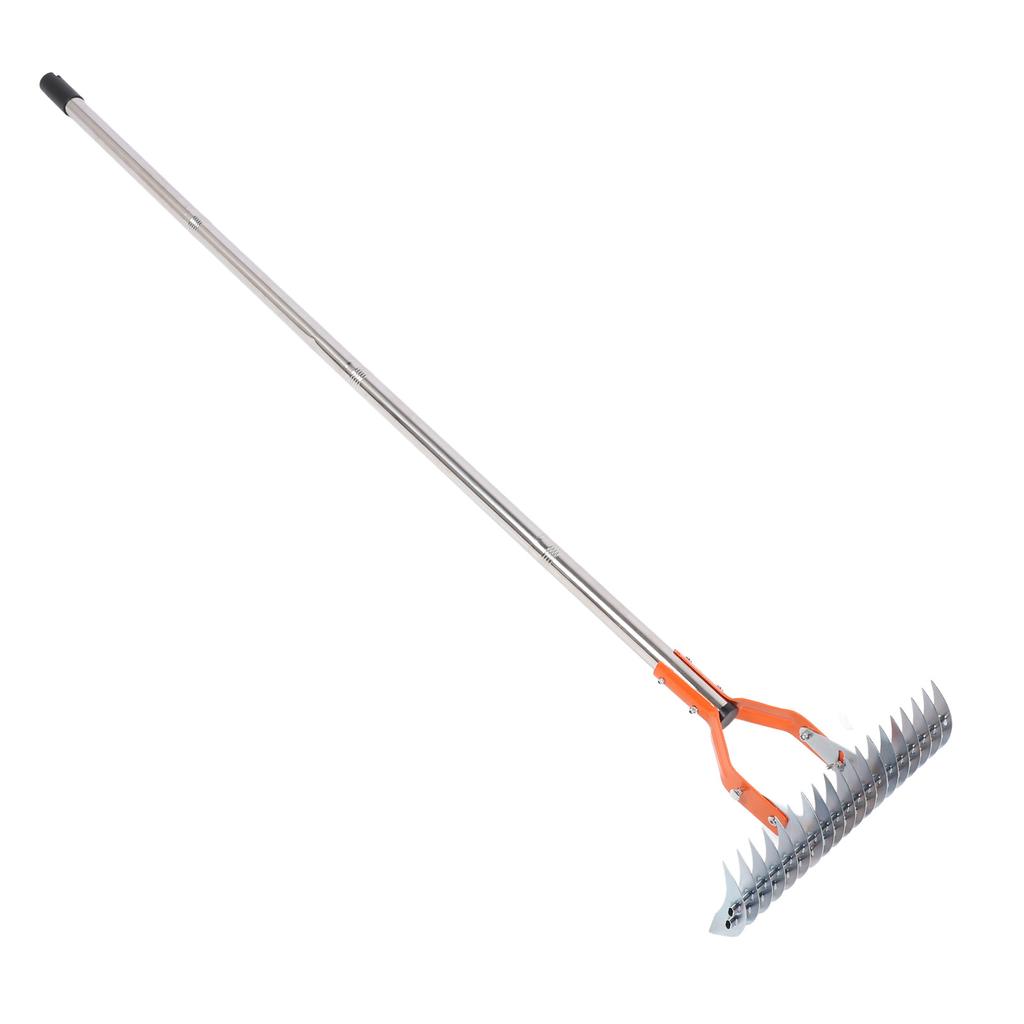 Thatch Rake 14.7 Inch Carbon Steel Stainless Steel Robust Lawn Dethatcher Rake with Handle for Clning Dd Grass Yard Garden