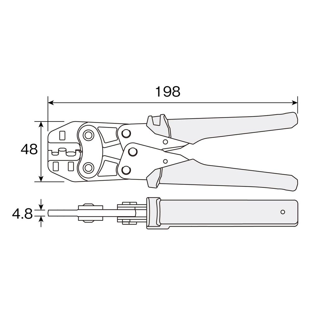 HOZAN Обжимной инструмент (Для изолированных закрытых клемм) Клещи для обжима Компактные, но могут обжиматься с легким захватом Размер CE1/2/5 P-736