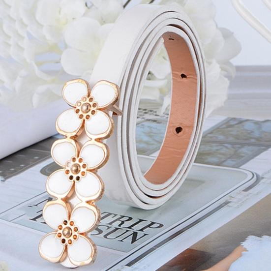 Женский поясной ремень Узкий искусственный кожаный цветок Лук Декор Неразрывное регулируемое украшение на талию Противоскользящий толстый женский поясной ремень Платье Свитер Пояс