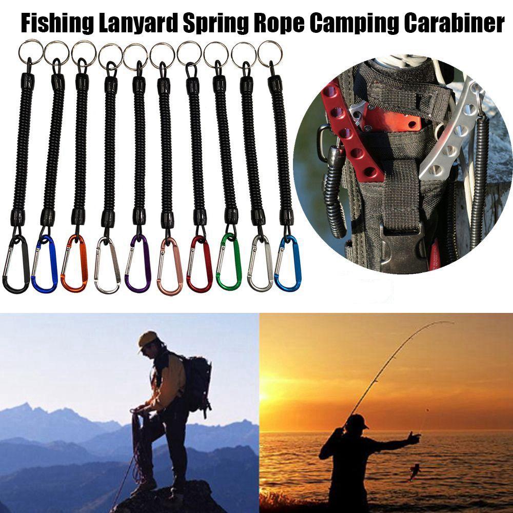 Camping Camping Carabiner Spring Elastic Rope Anti-lost Phone Keychain Portable Fishing Lanyards