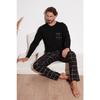 Plaid Pocket Elastic Waist 100% Cotton Regular Fit Pajama Set Men's Pajama Set 657200