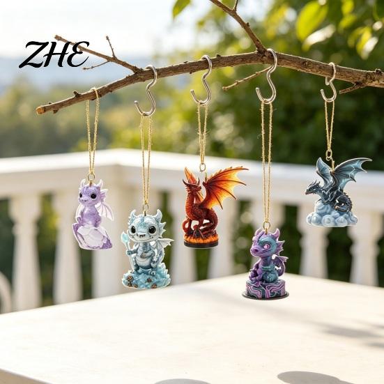 Fantasy Dragon Ornaments Advent Calendar, 2D Christmas Countdown Box with Daily Surprise Gift Acrylic Pendants, Festive Tree Hanging Decor,