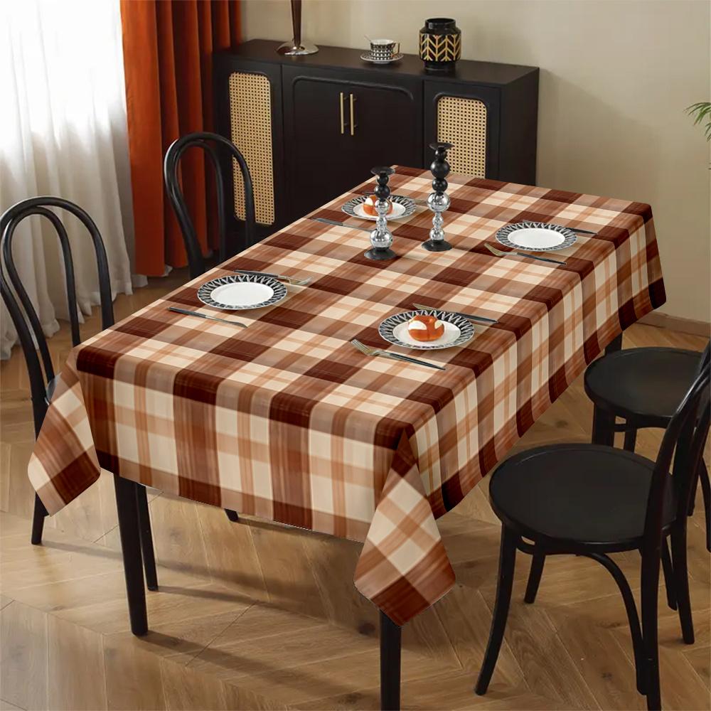 VIKAMA Vintage And Simple Checkered Polyester Tablecloth, Large-Sized Home Decoration, Spring Picnic Party Tablecloth