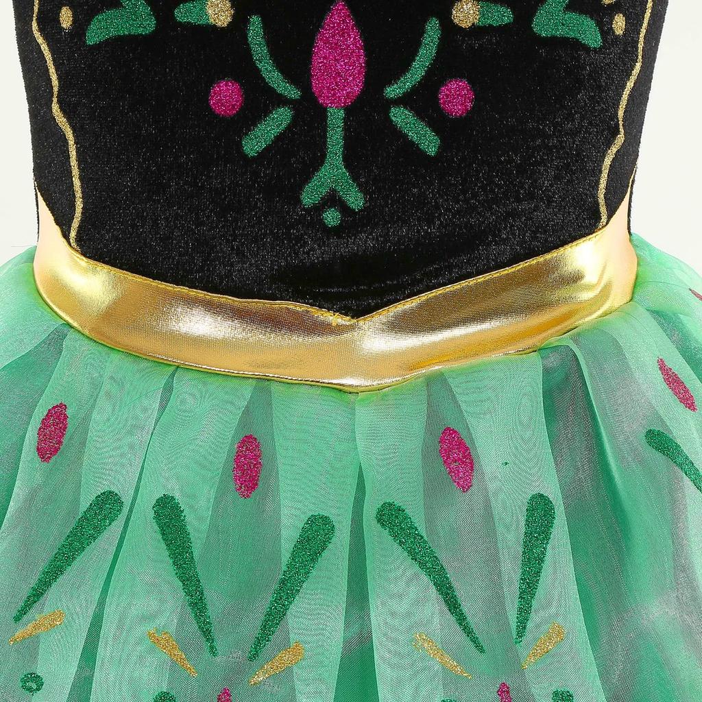 Princess Costume for Girls Green Dress Up with Accessories for Toddler Cosplay Christmas Birthday Party