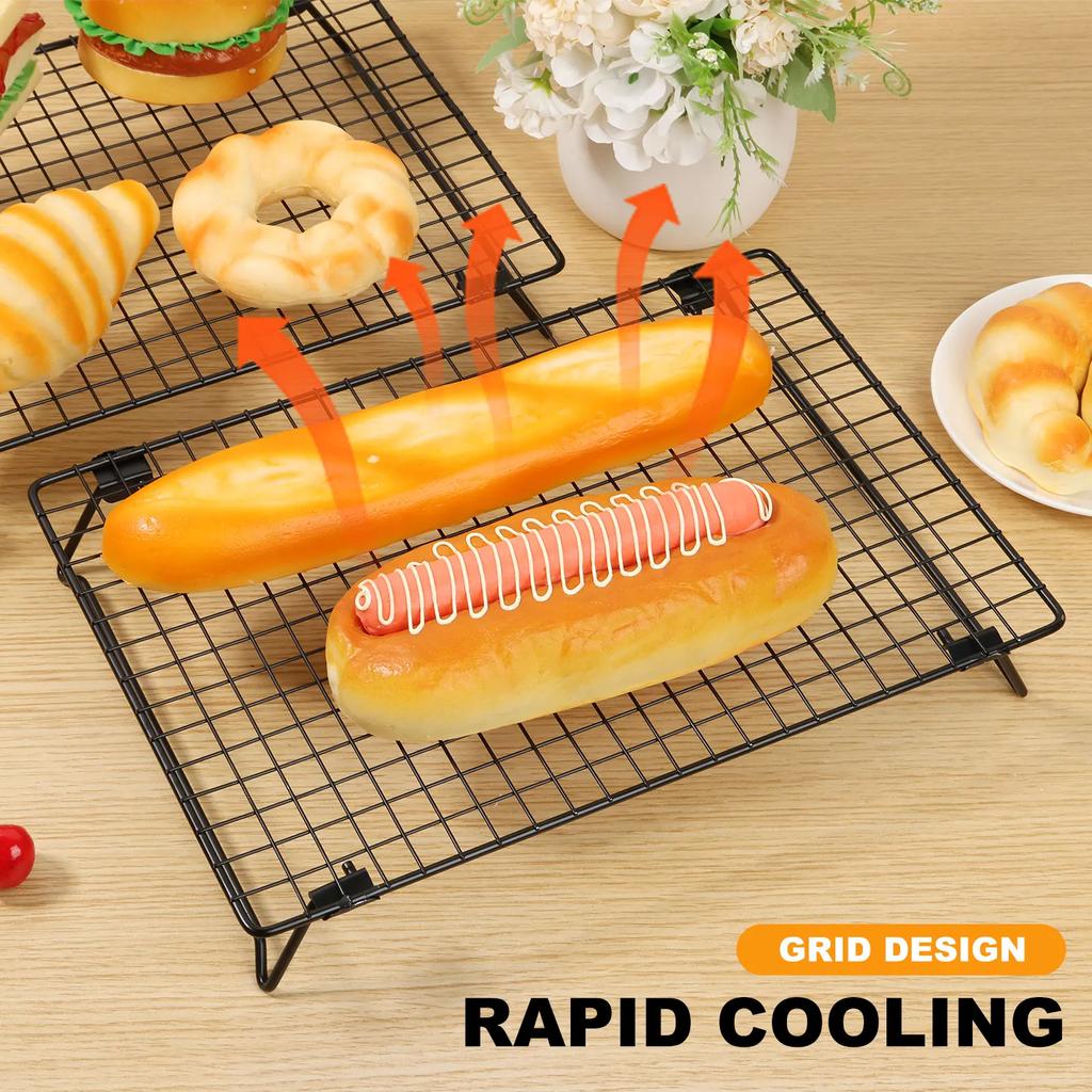 2Pcs Cooling Rack with Collapsible Legs BBQ Bread Cake Cooling Rack Drip Dry Rack Grid Baking Pan Household Kitchen Baking Tools