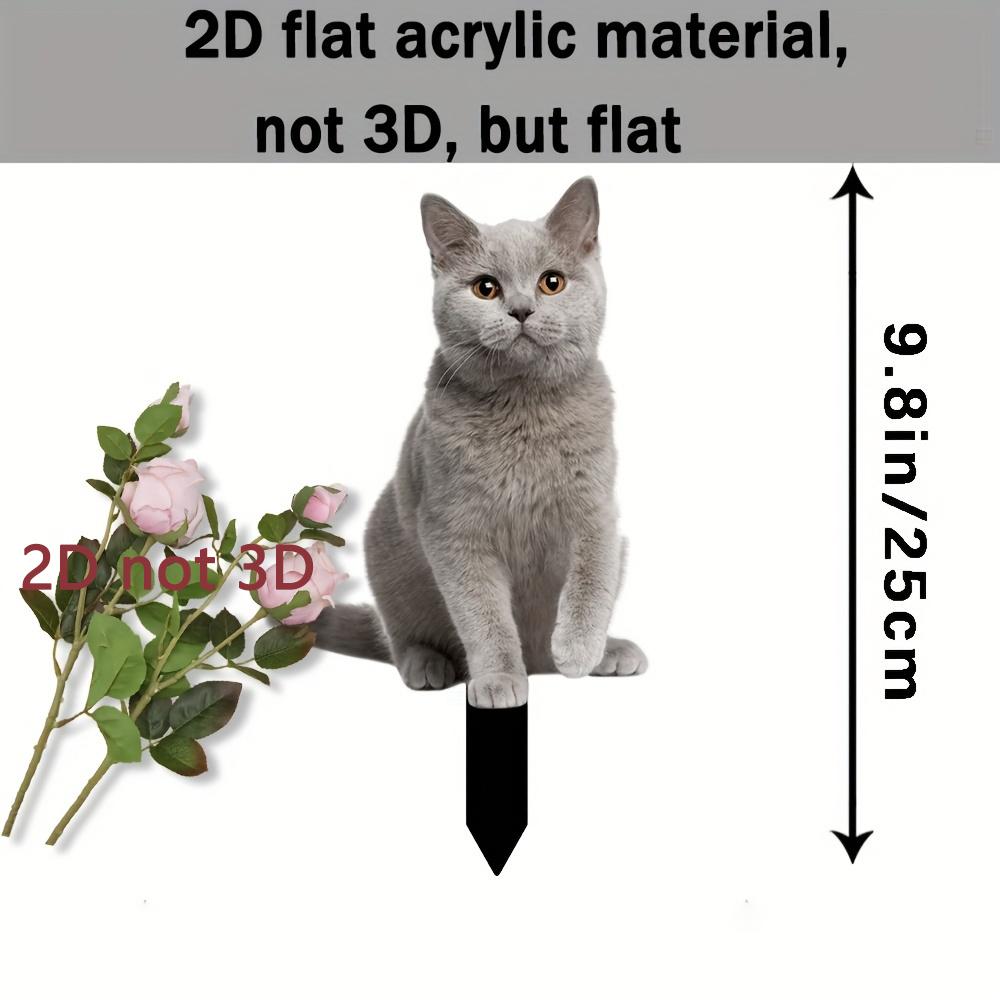 1 шт. садовых колышков для кошек, выполненных в виде серых кошачьих животных для украшения уличных цветочных горшков, идеальный подарок для любителей кошек.
