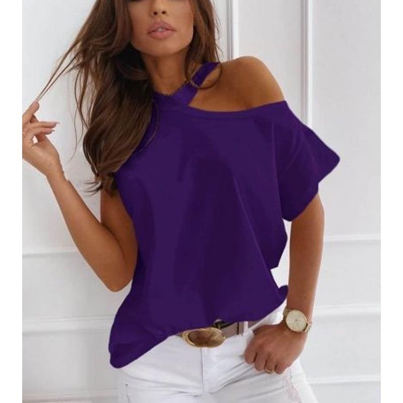 Женская летняя футболка с буквенным принтом, висящая на шее футболка размера плюс, повседневная футболка с коротким рукавом