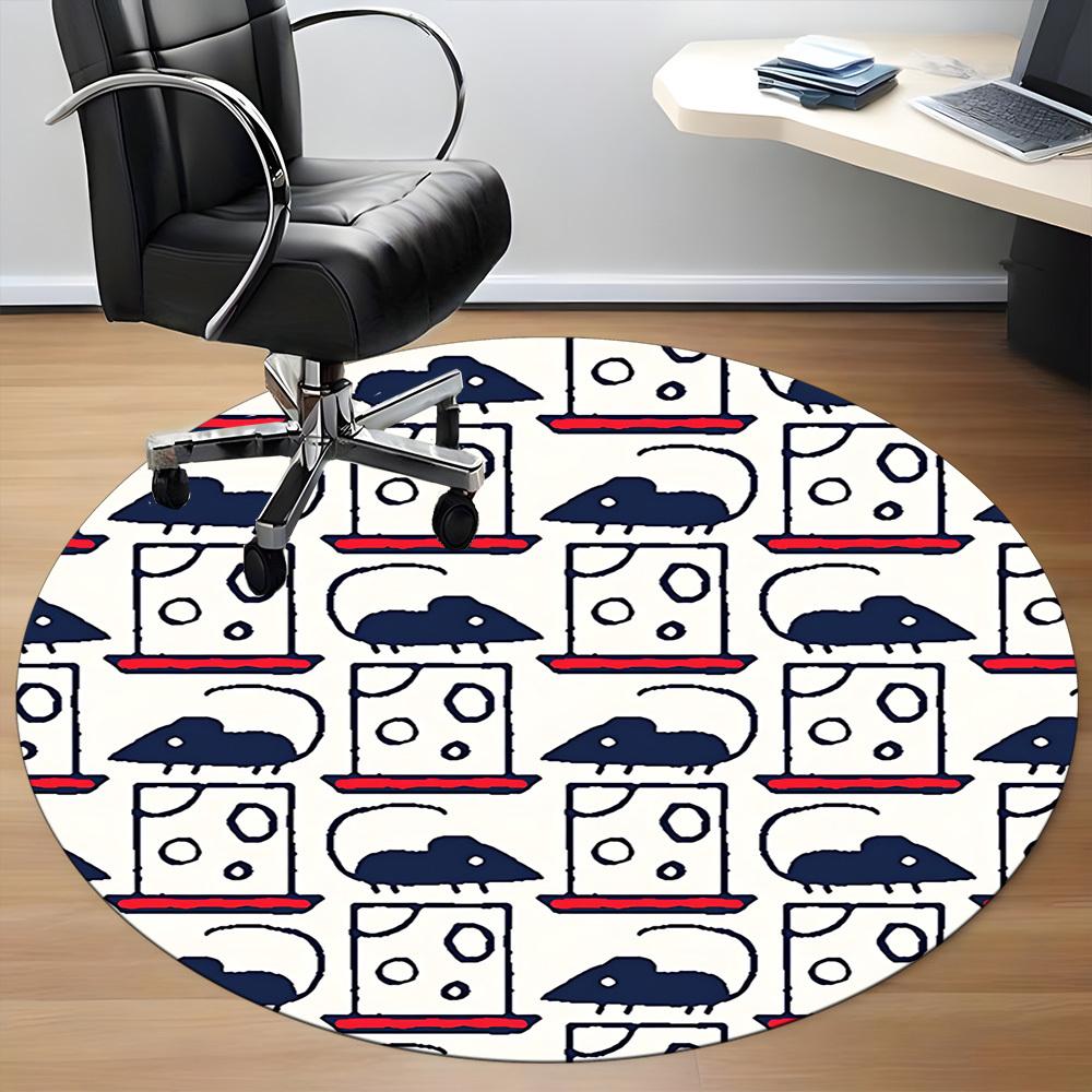 1pc Mouse Cheese Office Round Area Rug, Mat Suitable For Office, Under Office Chairs Bedroom Living Room Home Decor, Room Deco