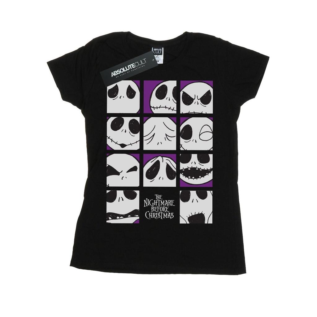 Disney Womens/Ladies Nightmare Before Christmas Many Faces Of Jack Squares Cotton T-Shirt
