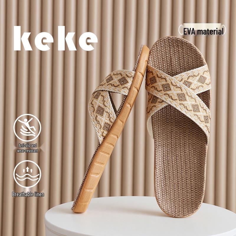 FL Four Seasons Women's Linen Deodorant Anti-slip Indoor/Outdoor Silent Slippers