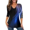 Spring and Summer V-neck 3D Printed Top Fashionable and Casual Long Sleeved Women's T-shirts