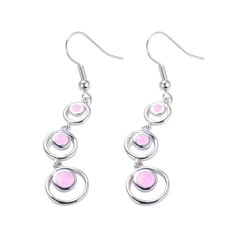 Fashion Women Earrings 2025 Retro Imitation Opal Geometric Pendant Earrings Women Jewelry Bohemian Long Dangle Earrings