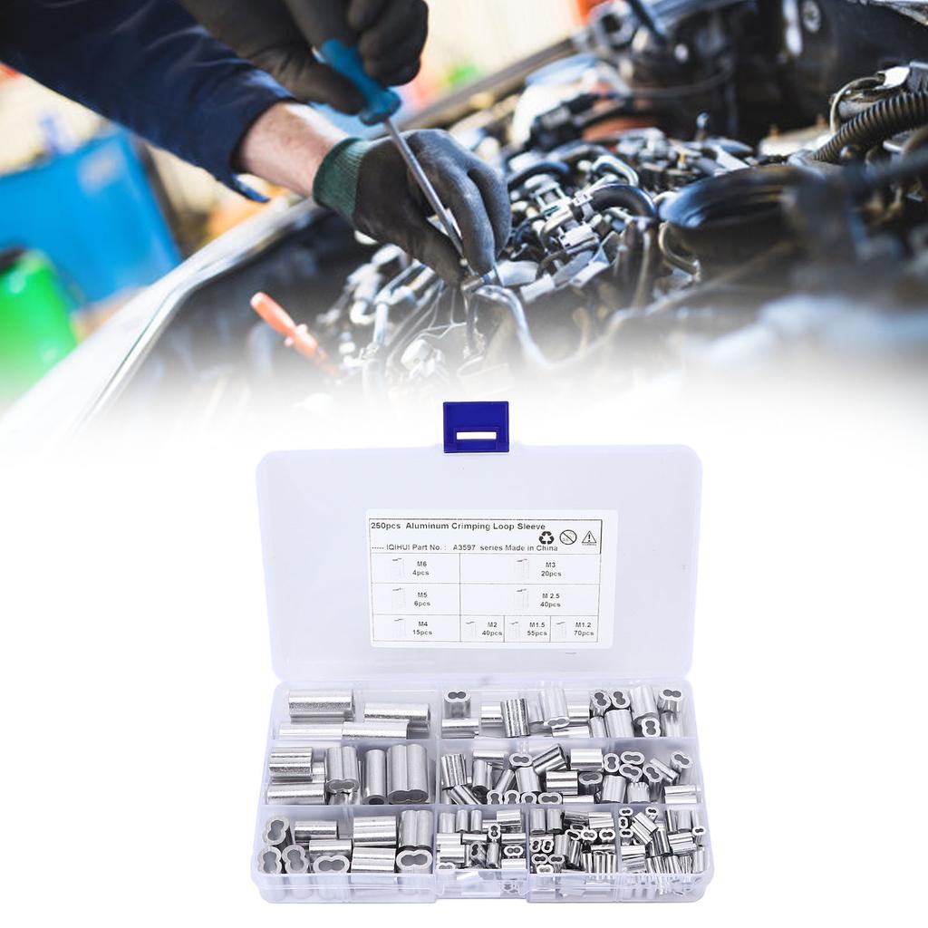 250 шт./набор алюминиевых кабельных наконечников 8 отверстий двухствольные обжимные петли-гильзы для троса для RV