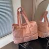 Casual Large-capacity Cotton Clothing Bag Women's New Rhombus Down Commuter Shoulder Bag Fashionable Portable Tote Bag