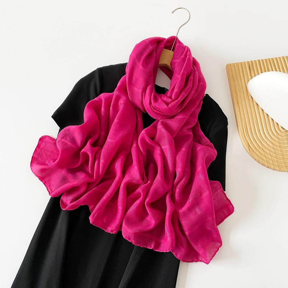 Элегантные женские шали корейские длинные шелковые шали простые роскошные шелковые шарфы женские