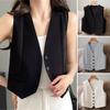 Women's Vest Top Sleeveless Suit Vest Single Breasted V-neck Waistcoat Dressy Casual