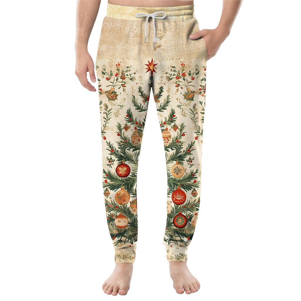 Мужские повседневные брюки с карманами на кулиске и манжетами, домашние брюки для сна