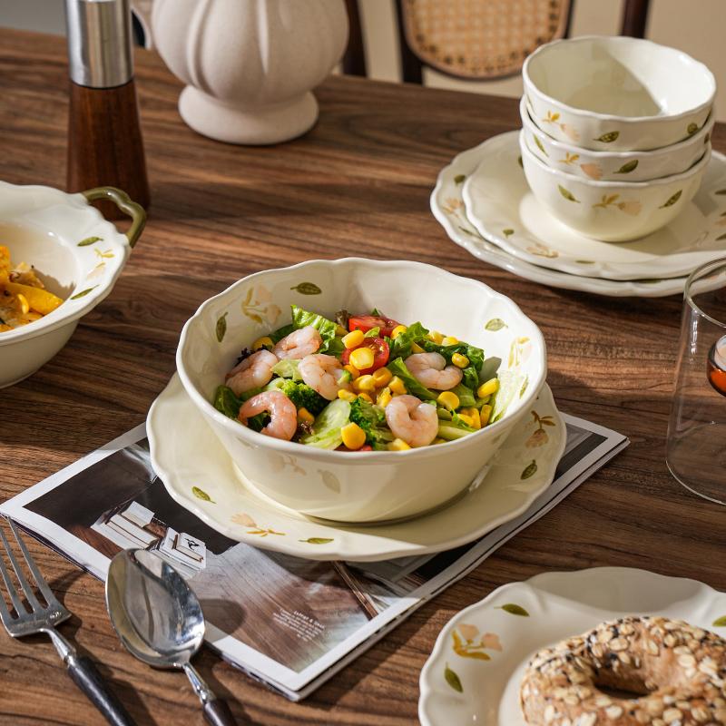 Ретро круглые цветы керамические тарелки ресторан изысканная обеденная тарелка современный стиль высококачественная бытовая посуда миски для риса