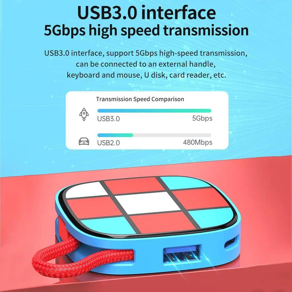 Док-станция 2-го типа Type-C 3-в-1 Для Switch 2 4K 60 Гц USB 3.0 5 Гбит/с PD-100 Вт