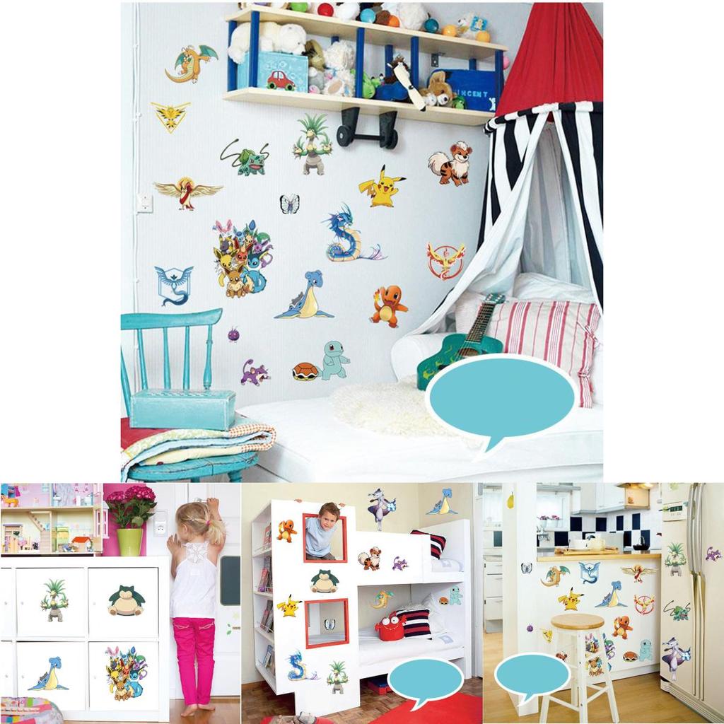 Наклейка на стену Покемон из ПВХ материала для декора детской спальни и класса