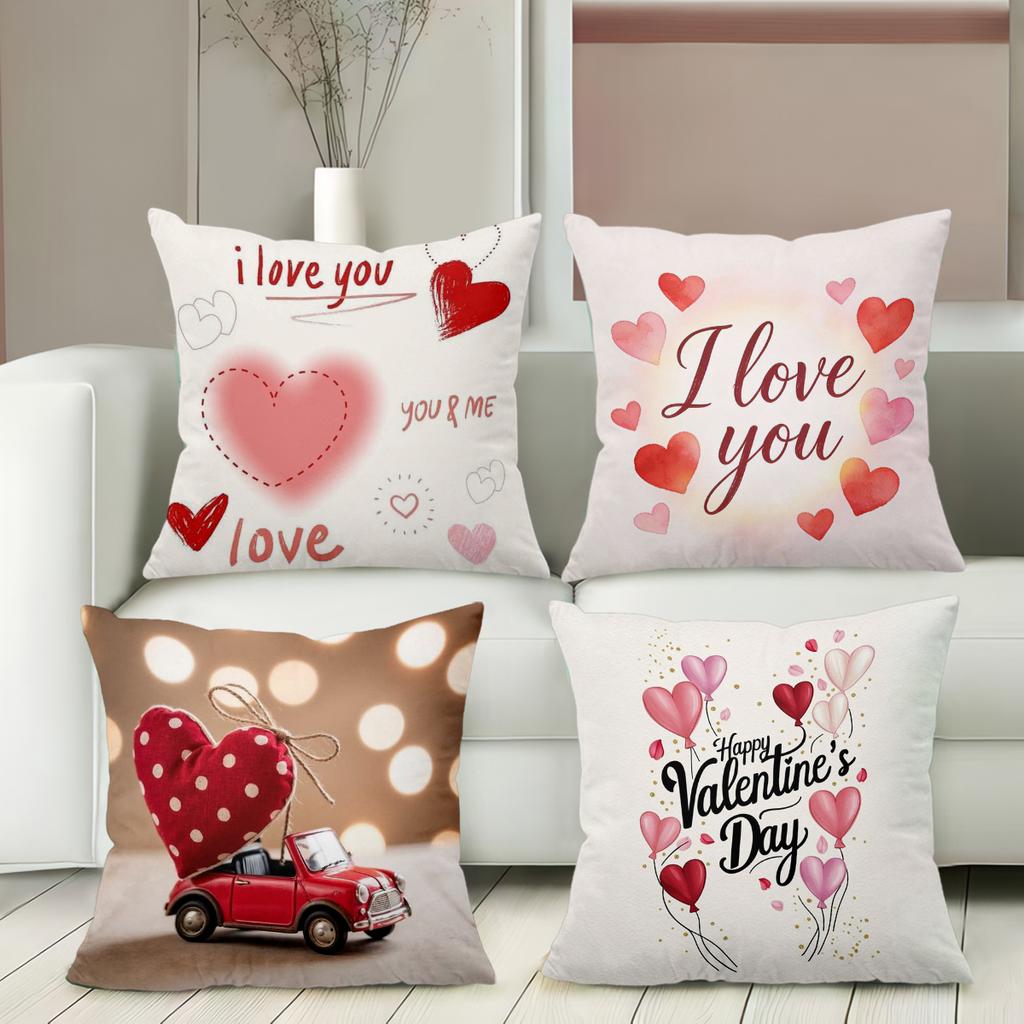 I love you Heart Patterns Happy Valentine Day Pillows Polyester pillowcase, sofa decorative cushion cov Headboard Pillow