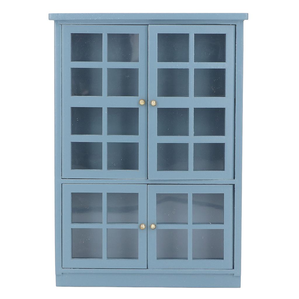 1:12 Scale Dollhouse Furniture Cabinet Dark Blue Miniature Wooden Dollhouse Bookshelf